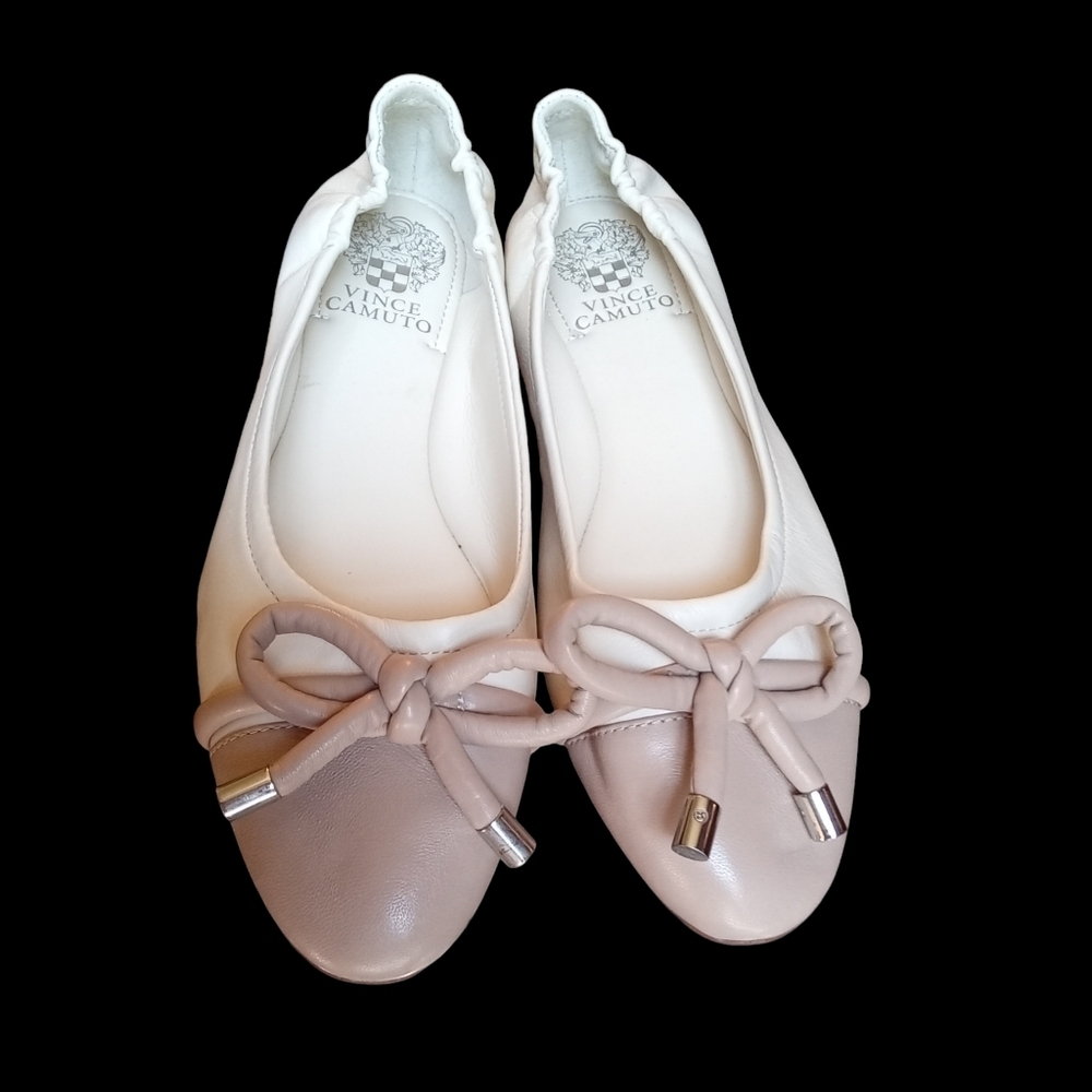 Vince Camuto Maysa Leather Bow Ballet Flats Women Size 8 - Picture 2 of 16